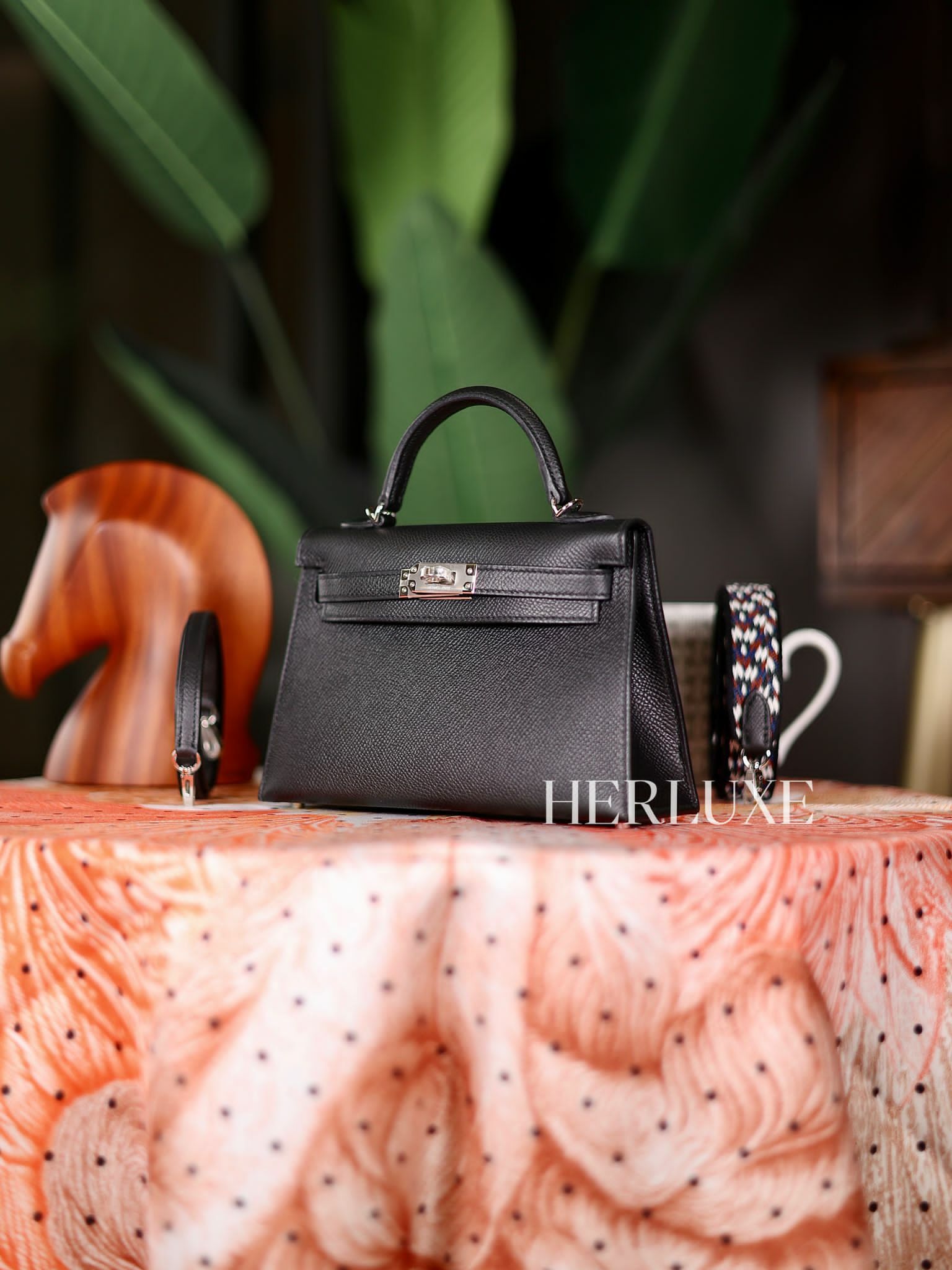 Kelly mini II 89 noir/ noir blanc ck epsom sellier W