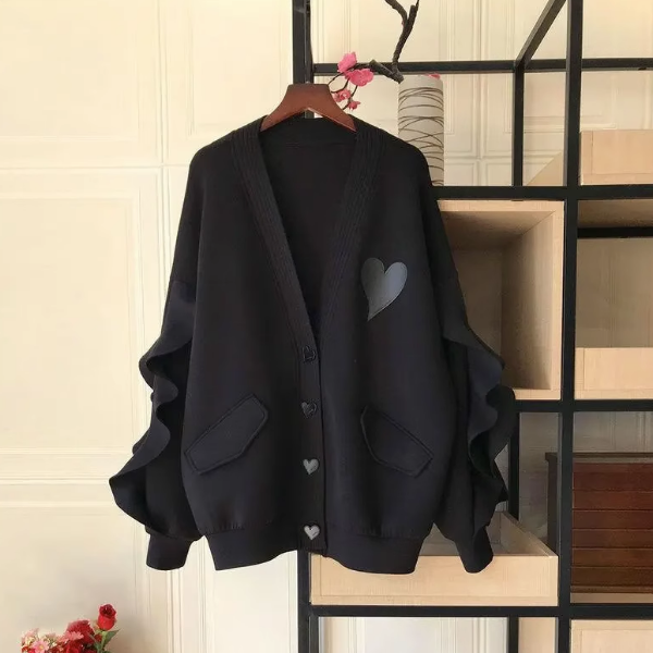 Ruffled bat sleeve coat