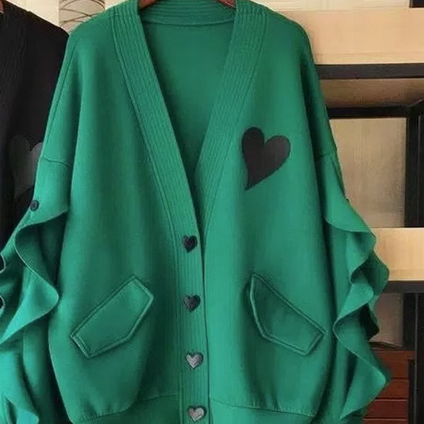 Ruffled bat sleeve coat