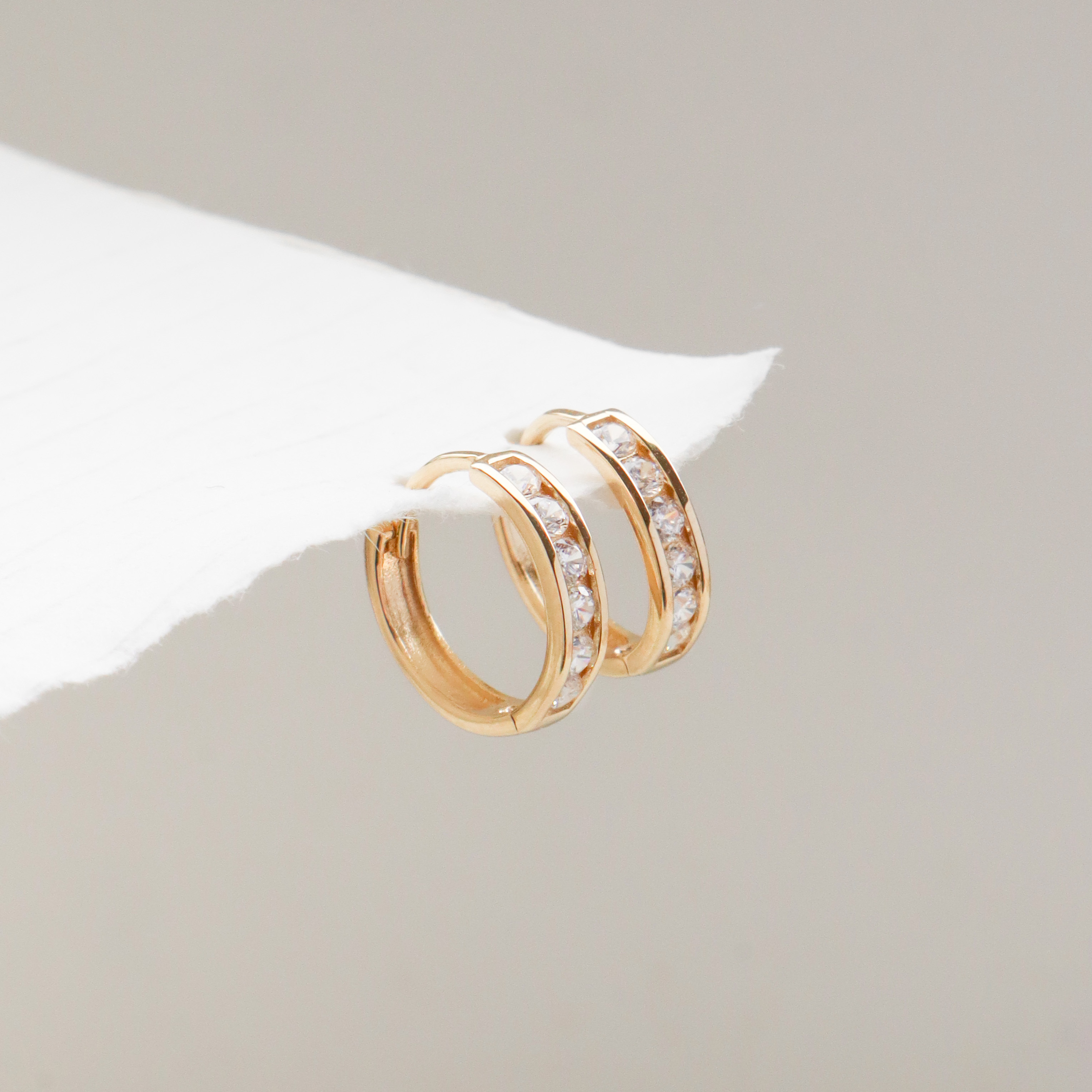 10K/閃耀晶鑽耳環