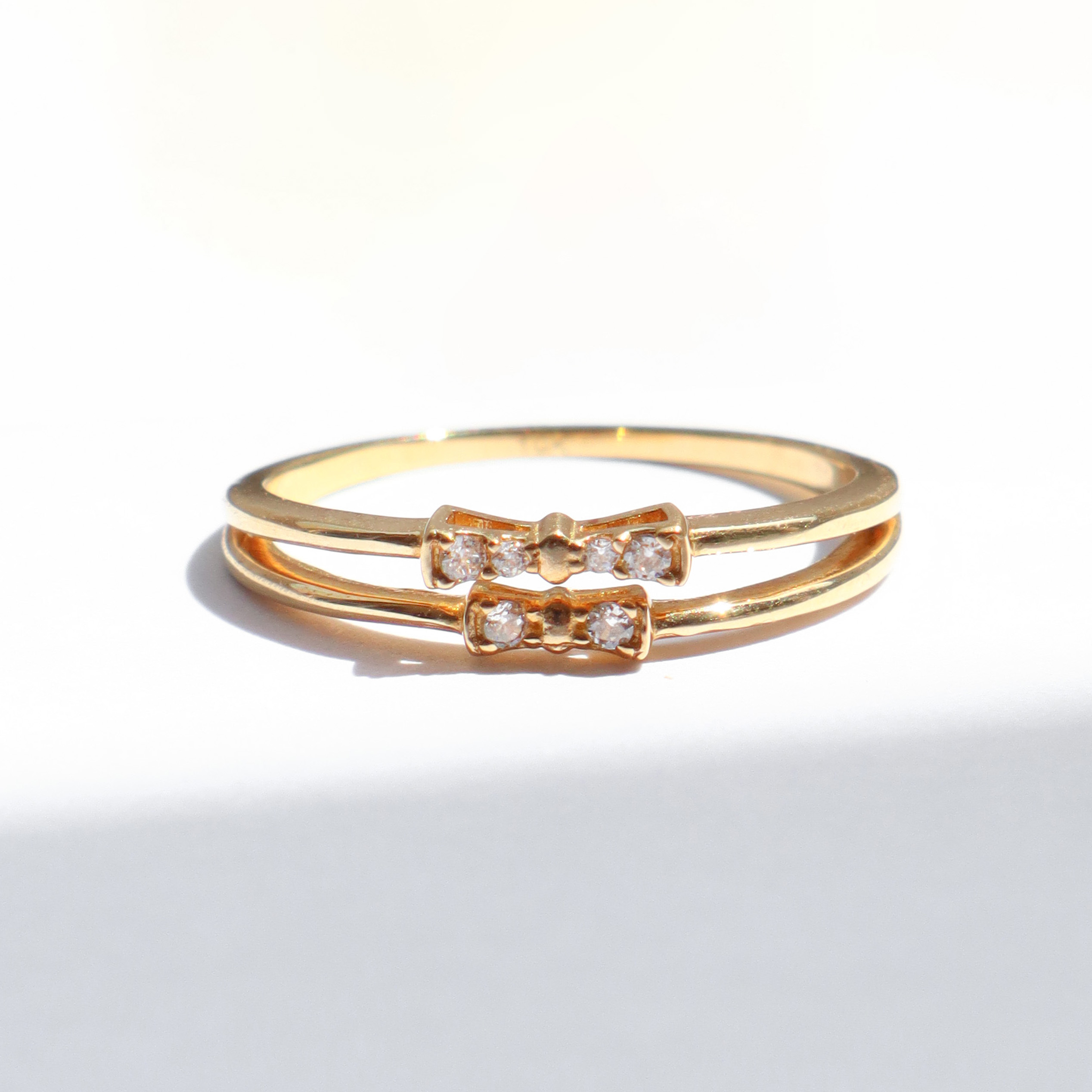 10K/交疊蝴蝶結戒指