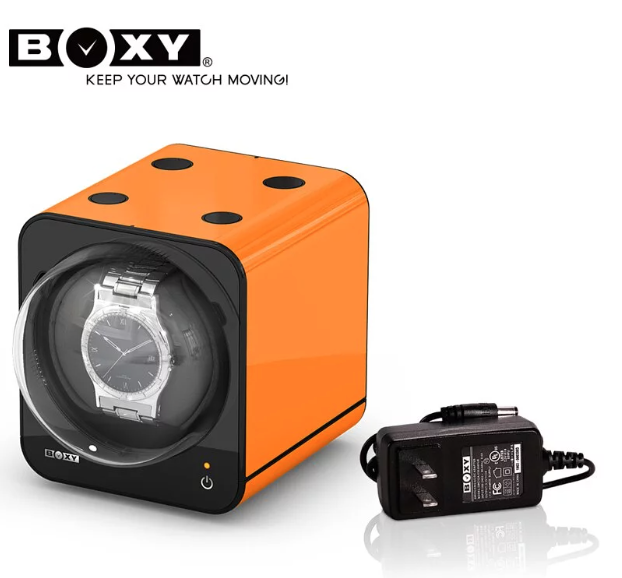 【BOXY 】自由堆疊 方便實用 手錶旋轉盒 橘色 （含變壓器組合）  現代鐘錶
