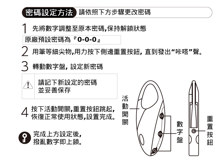 KTC 彈性捲線密碼鎖