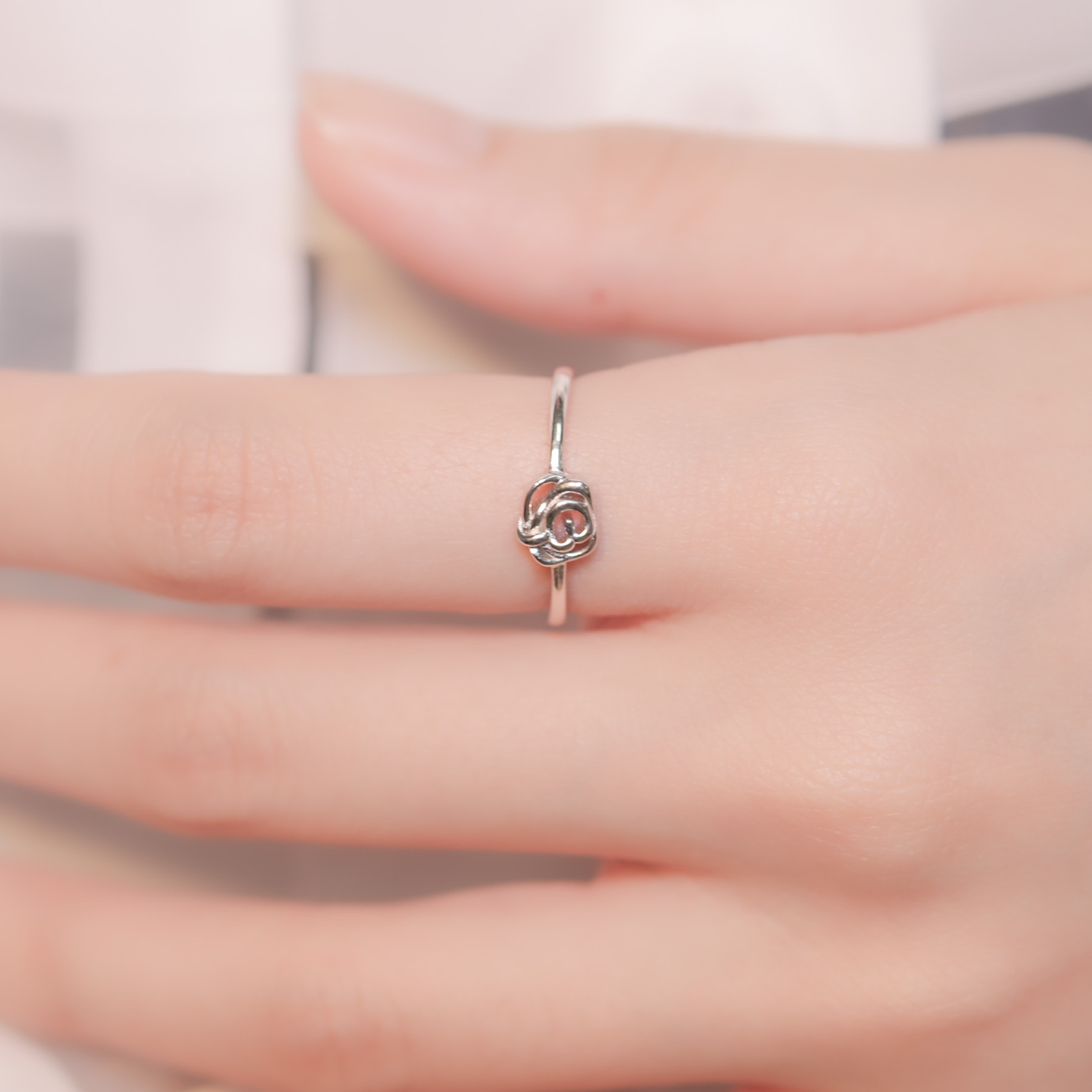 | 925 Silver・ White Gold | Hand Made Rose Ring| RI0513