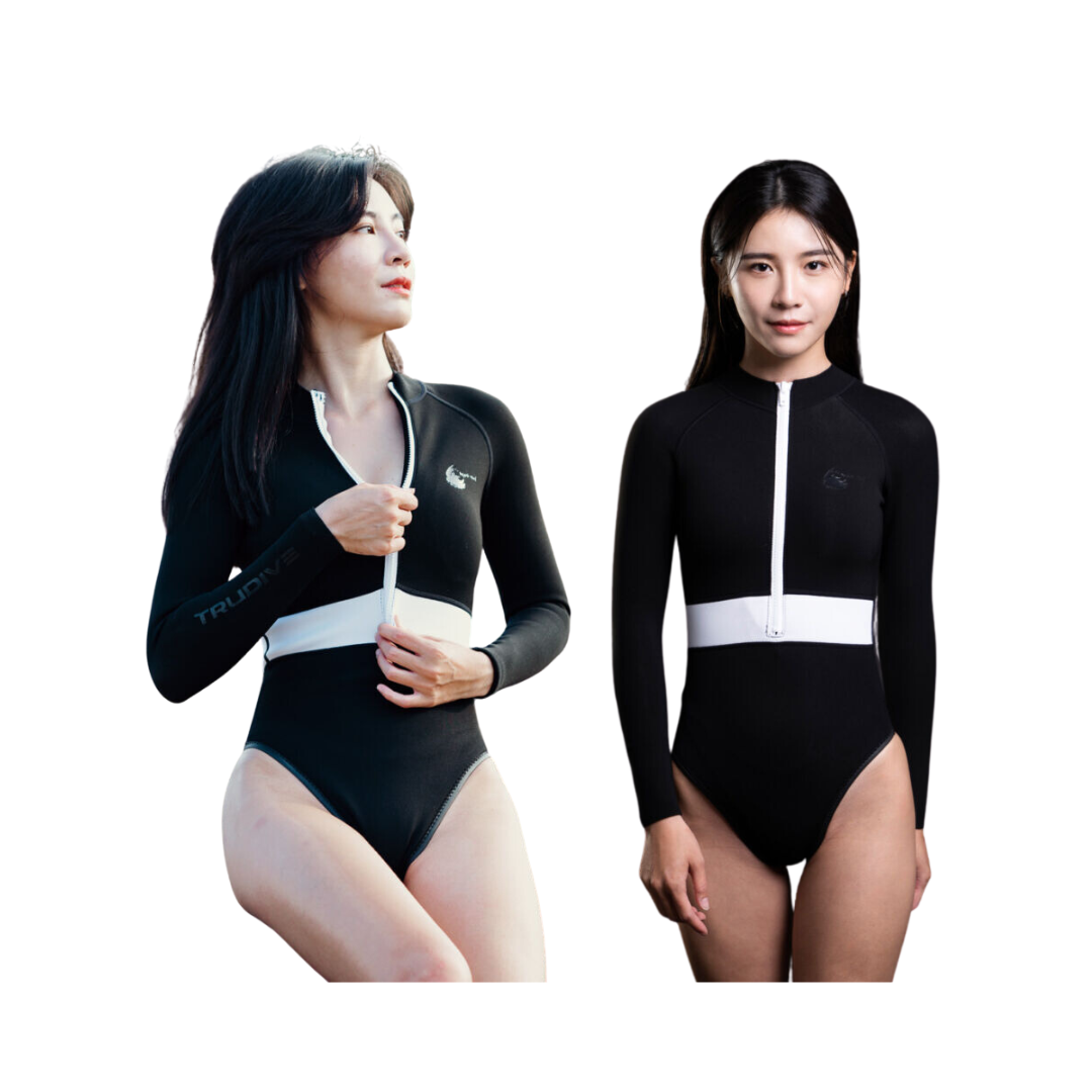 ※TRUDIVE【黑潮系列】1.5mm白腰帶 布面防寒比基尼