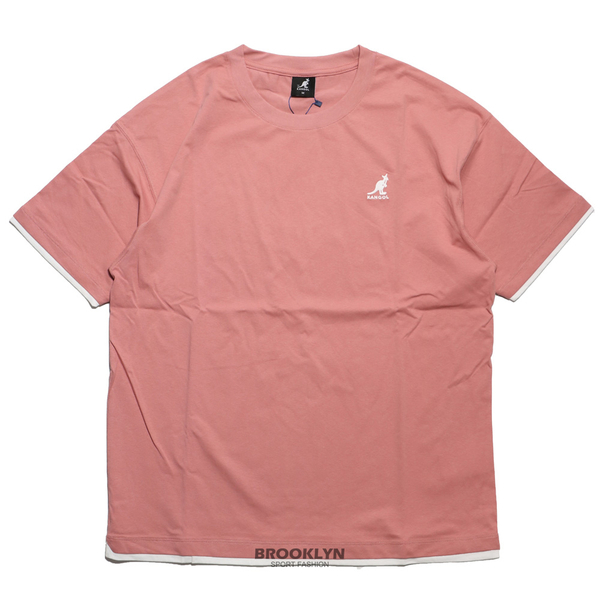 【下殺↘ $399】KANGOL 短袖 短T 粉紅 假兩件 小LOGO 棉 男 6225100744