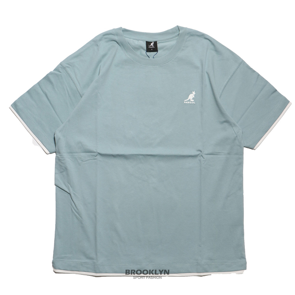 【下殺↘ $399】KANGOL 短袖 短T 水藍 假兩件 小LOGO 棉 男6225100789