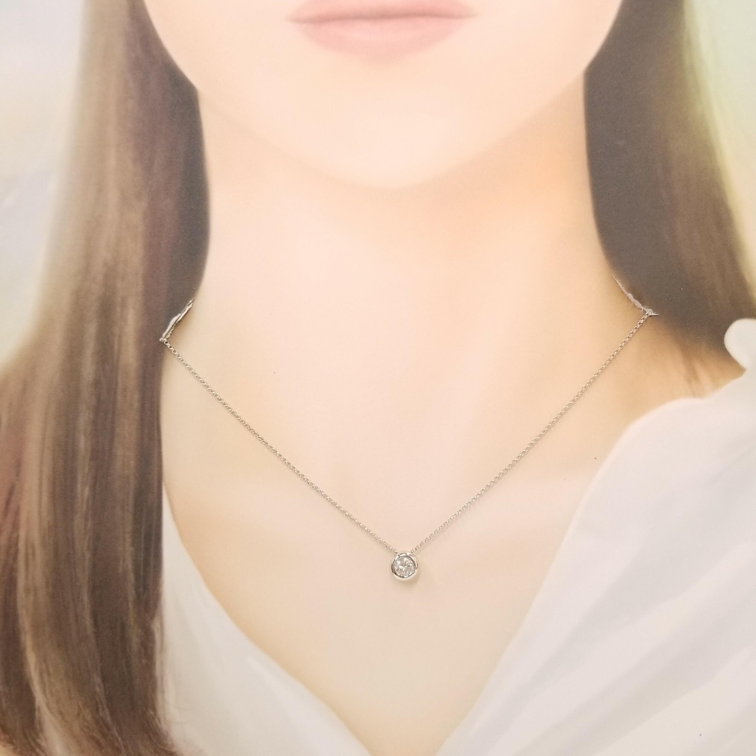 全新18K白金【單粒41份鑽石】吊墜