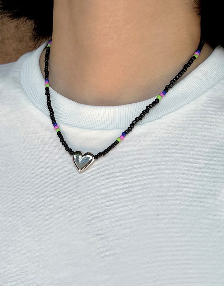 ネックレス・ペンダント [VINTAGE HOLLYWOOD] Heart Triple Beads Necklace Vintage Hollywood Heart Triple Beads Necklace