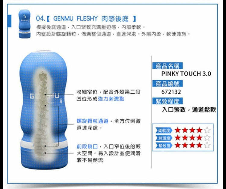 日本GENMU Ver.3 Fleshy Touch 緊緻後庭飛機杯（藍色）（可重用）