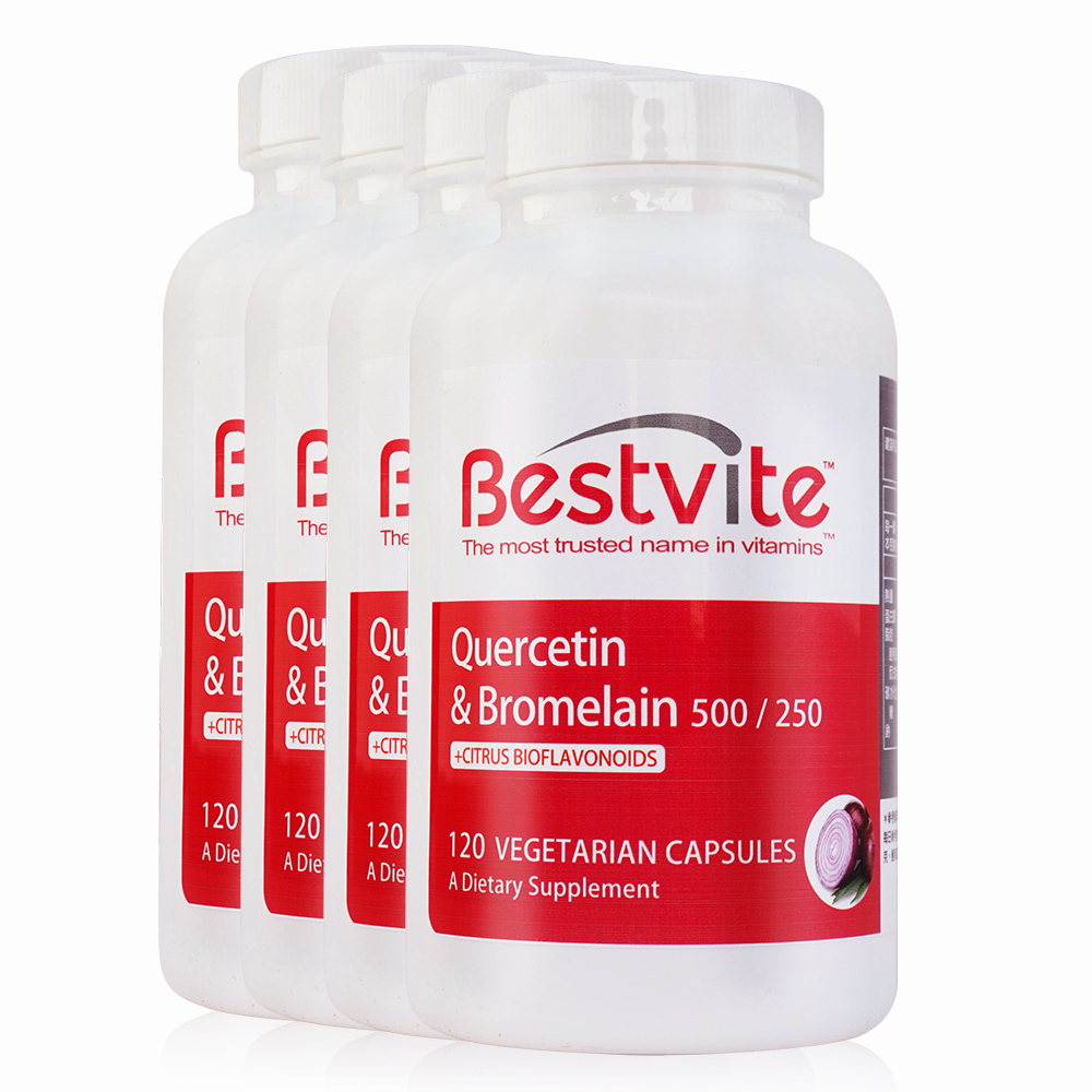 【美國BestVite】必賜力洋蔥萃取物含槲黃素膠囊4瓶組(120顆/瓶)