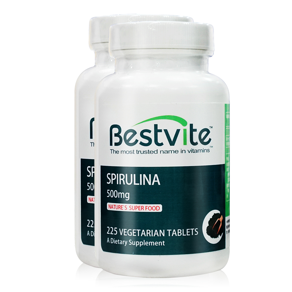 【美國Bestvite】必賜力高單位500mg藍藻錠2瓶組(225錠/瓶)