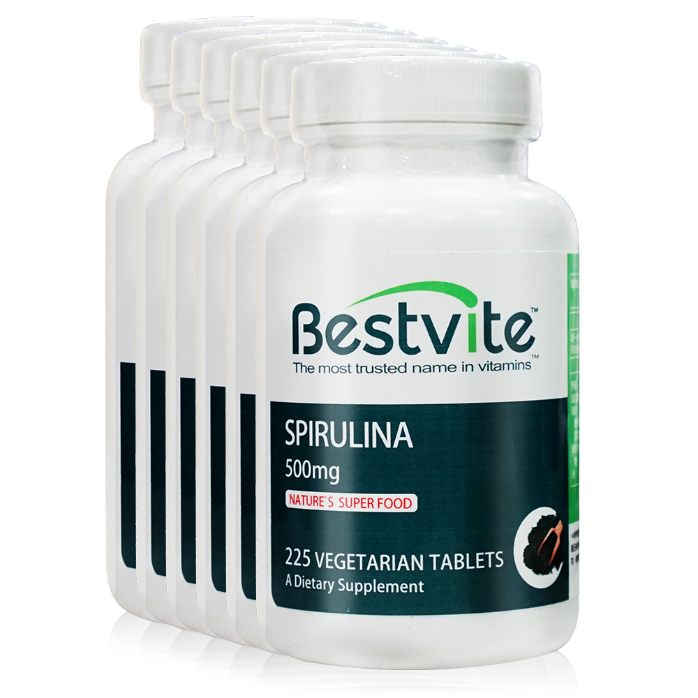 【美國Bestvite】必賜力高單位500mg藍藻錠6瓶組(225錠/瓶)