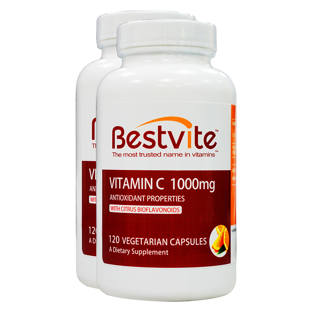 【美國Bestvite】必賜力維生素C1000 (維他命C1000) 膠囊2瓶組 (120顆/瓶)