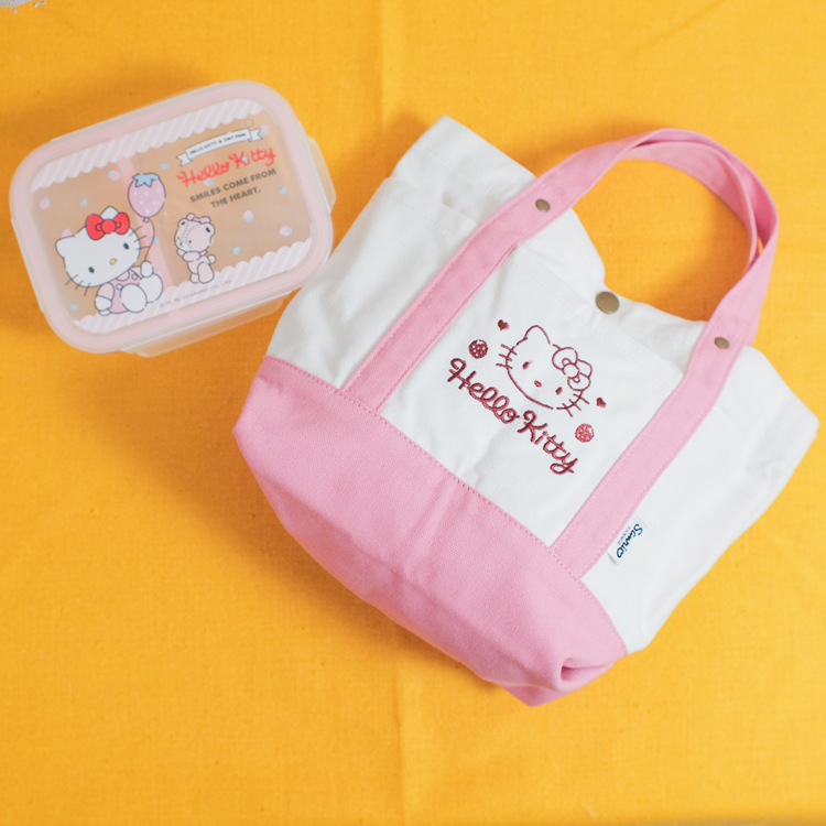 23039-KT Sanrio Hello Kitty 玻璃餐盒連飯袋套裝 #TW-KM25