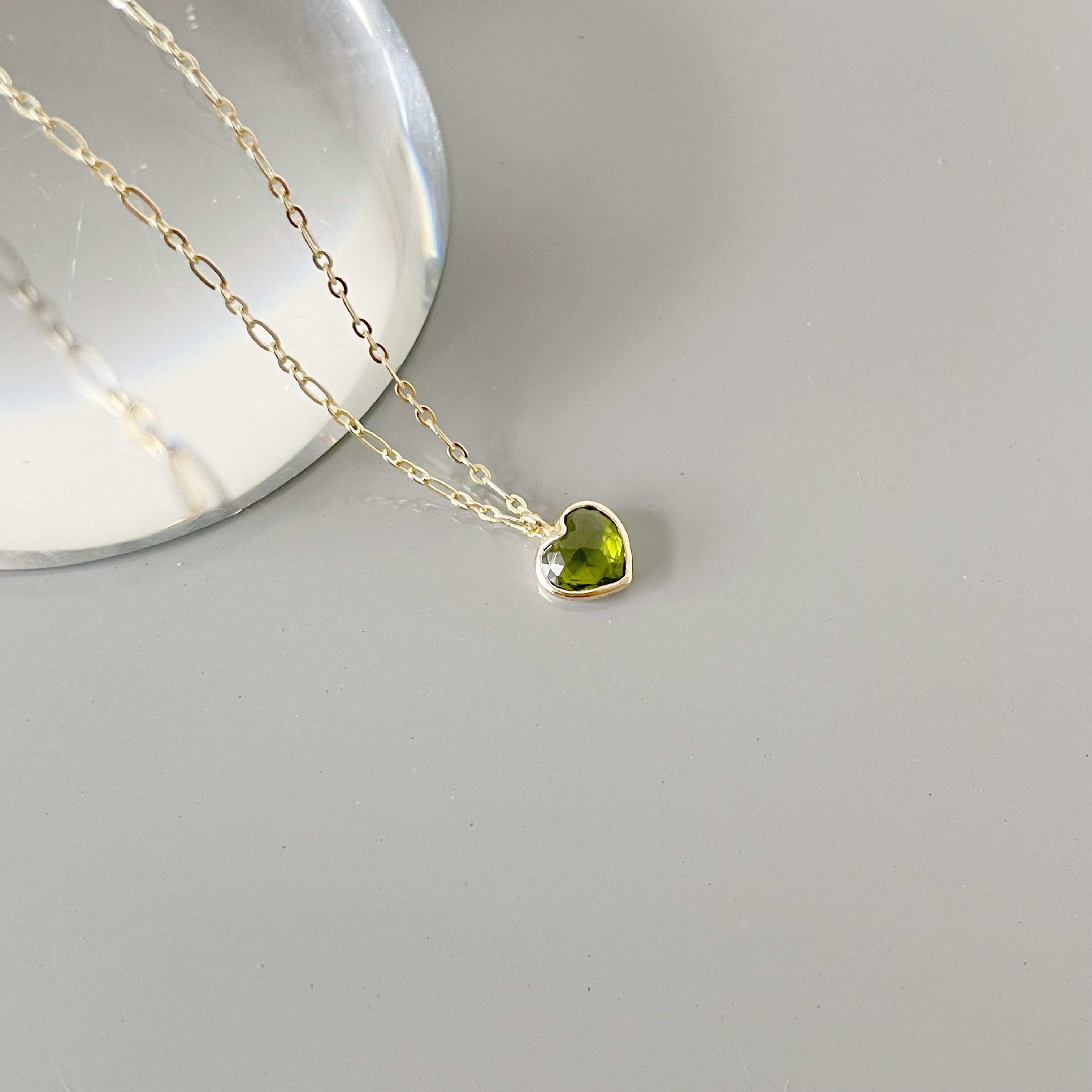 14K Bazel Heart維蘇威石figaro項鍊