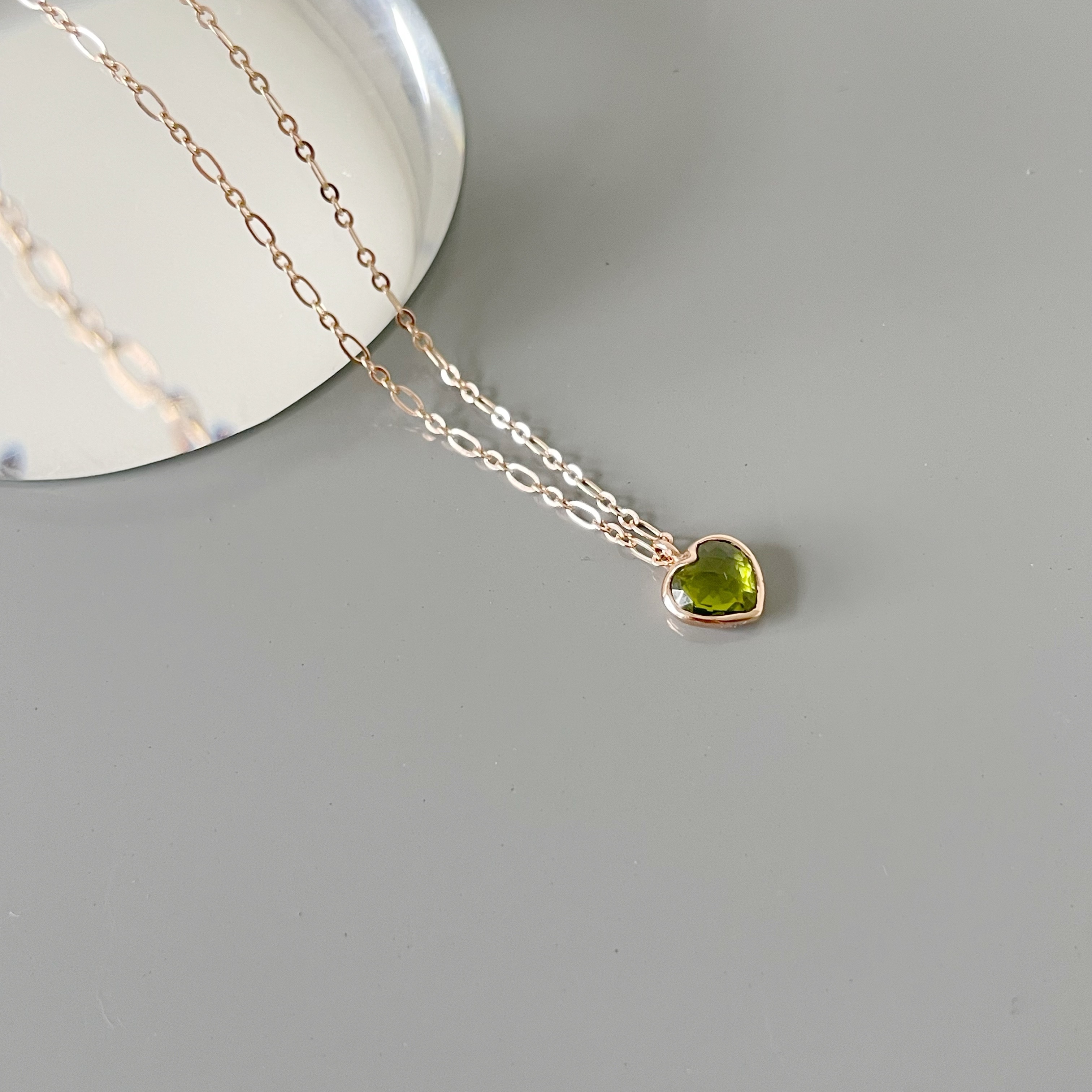 14K Bazel Heart維蘇威石figaro項鍊