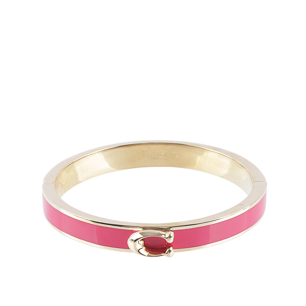 【COACH】C Logo 釦式不可調手環(金色/牽牛花粉) 67480 VUI