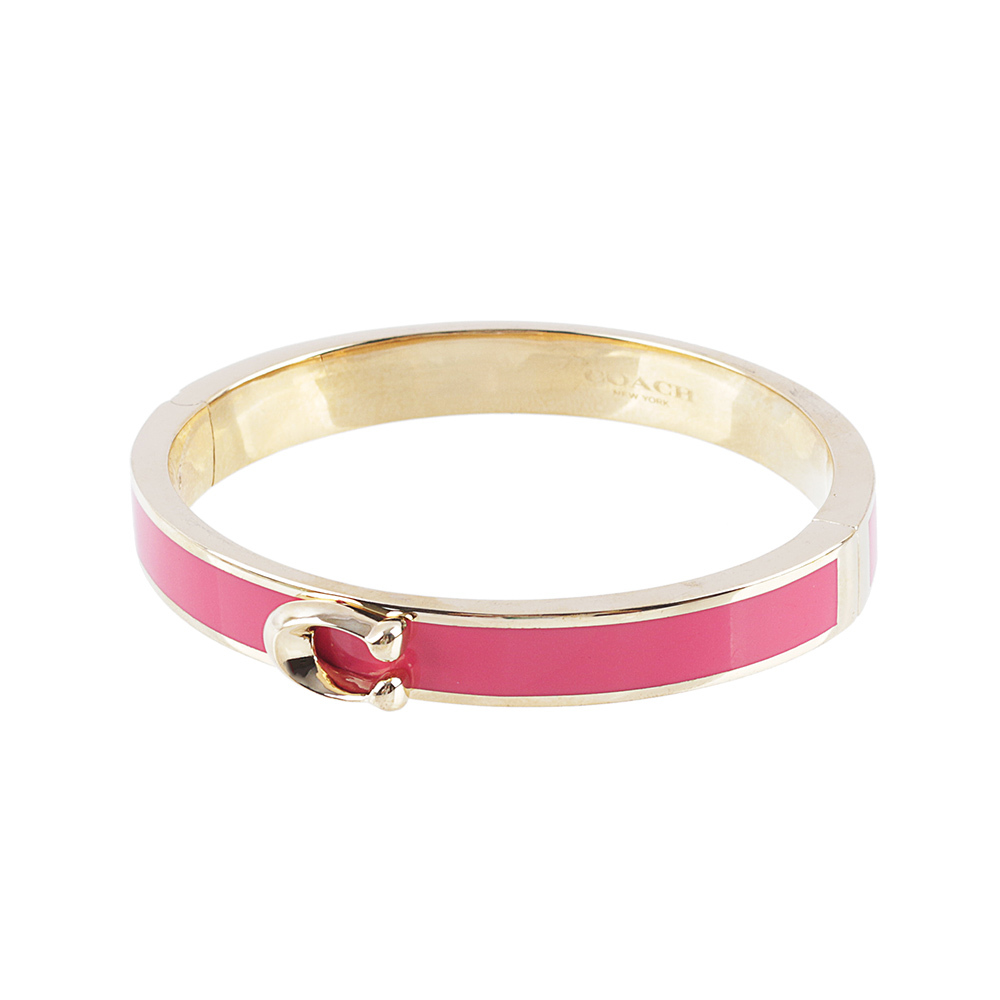 【COACH】C Logo 釦式不可調手環(金色/牽牛花粉) 67480 VUI