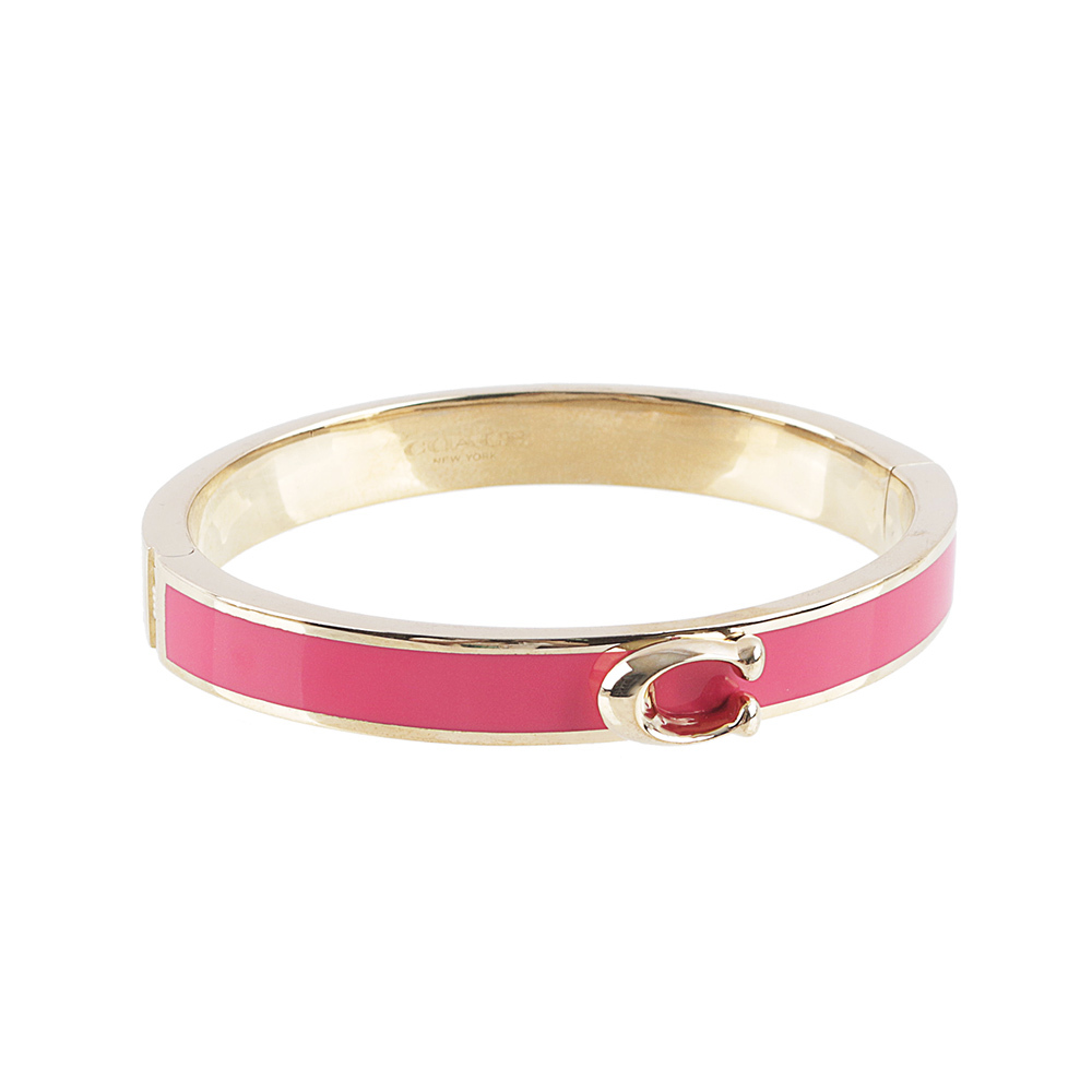 【COACH】C Logo 釦式不可調手環(金色/牽牛花粉) 67480 VUI