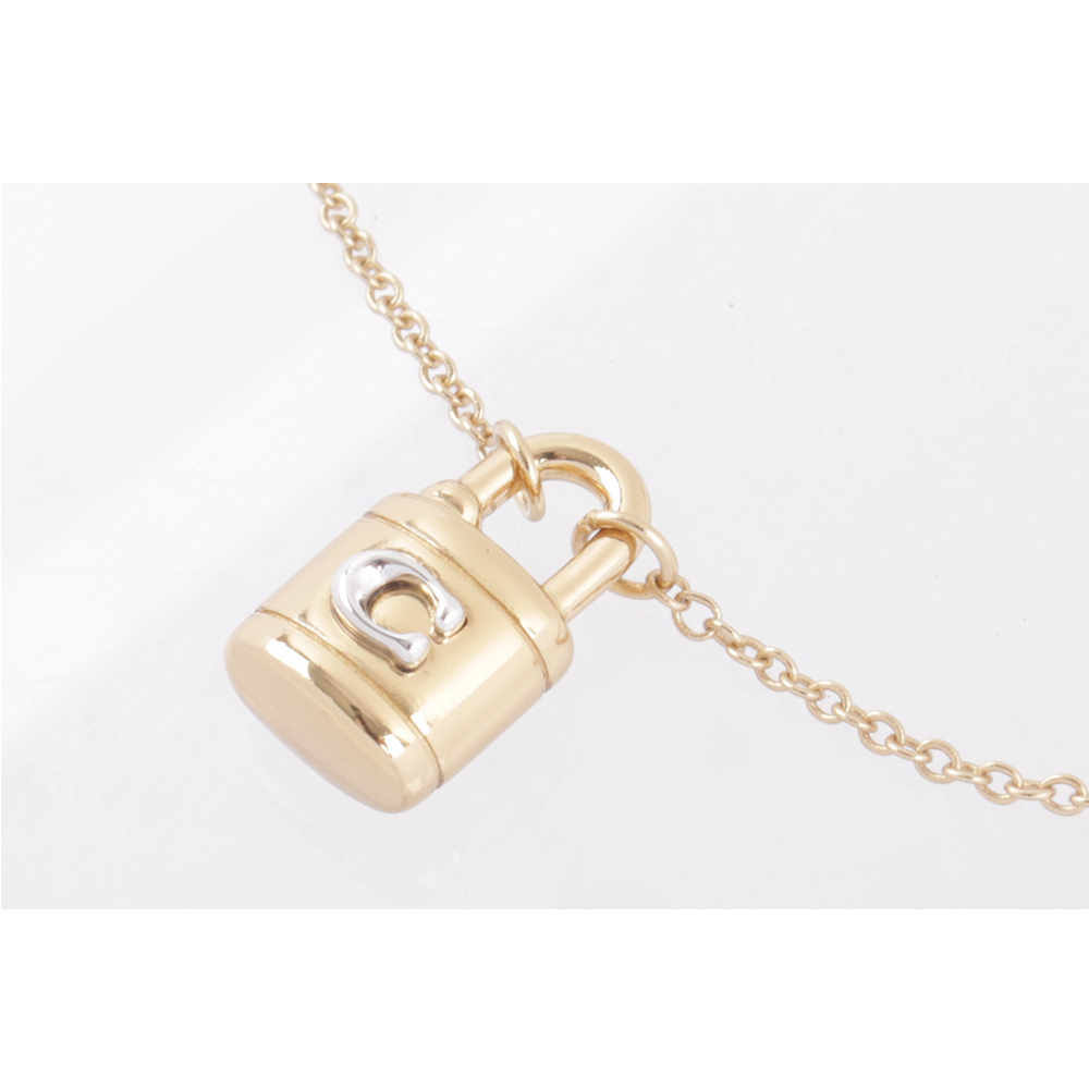 【COACH】銀色C Logo 鎖頭造型可調手環(金色) CD854 A31