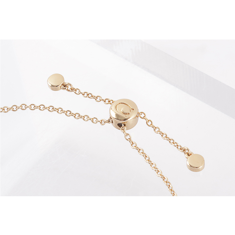 【COACH】銀色C Logo 鎖頭造型可調手環(金色) CD854 A31