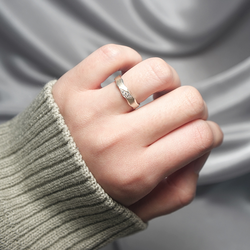 水波銀戒 細版女戒 925純銀女生戒指