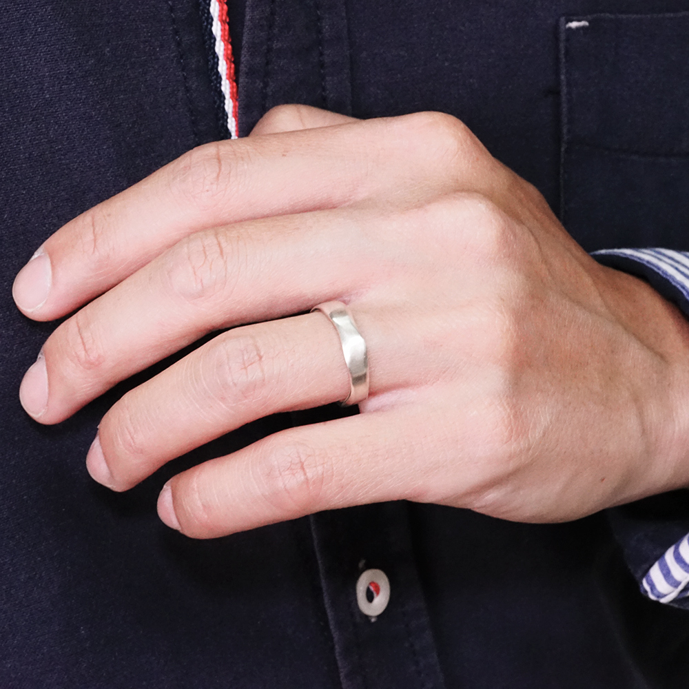 水波銀戒 寬版男戒 925純銀男生戒指 中性銀戒