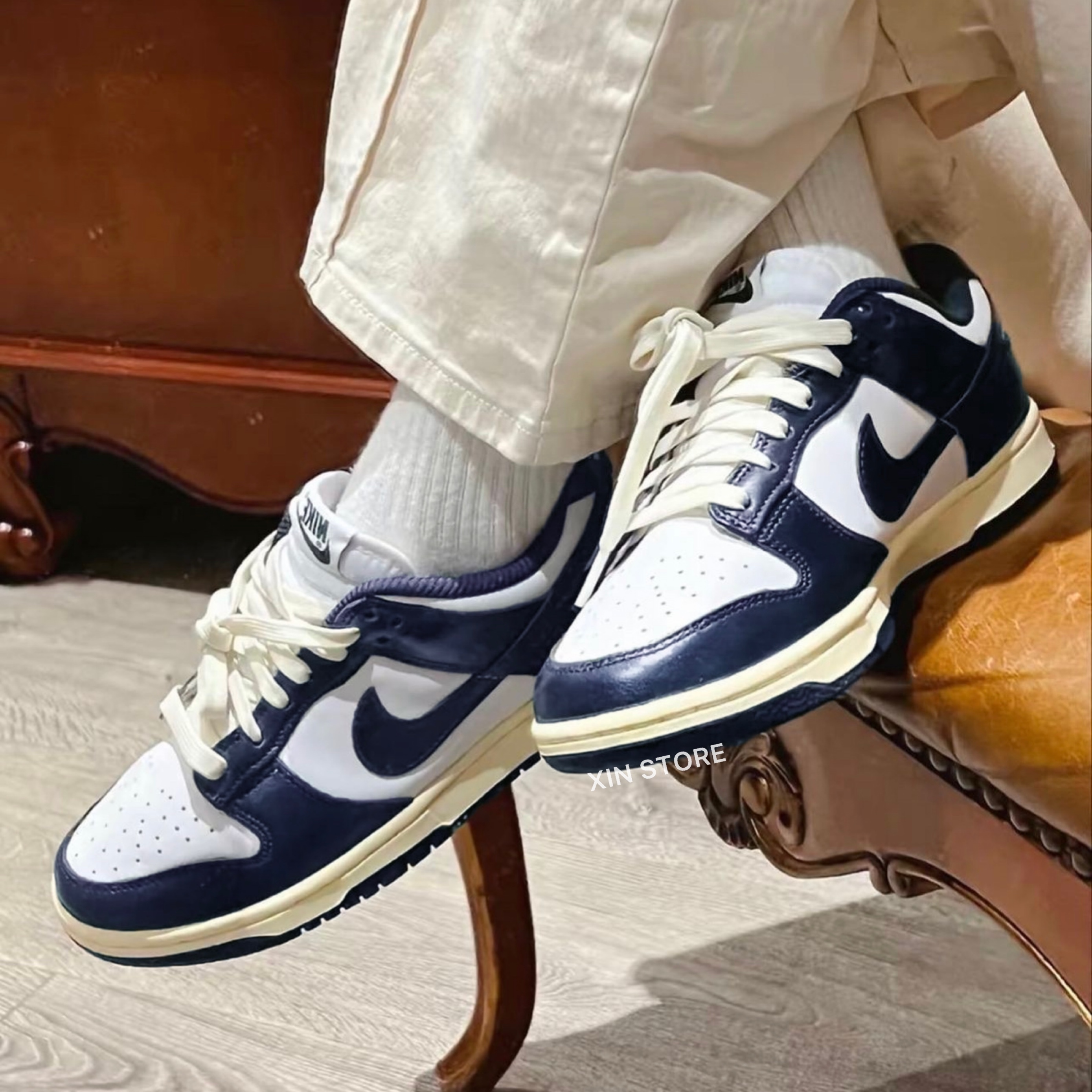 Nike W Dunk Low Vintage Navy 低筒金屬色奶油底海軍藍