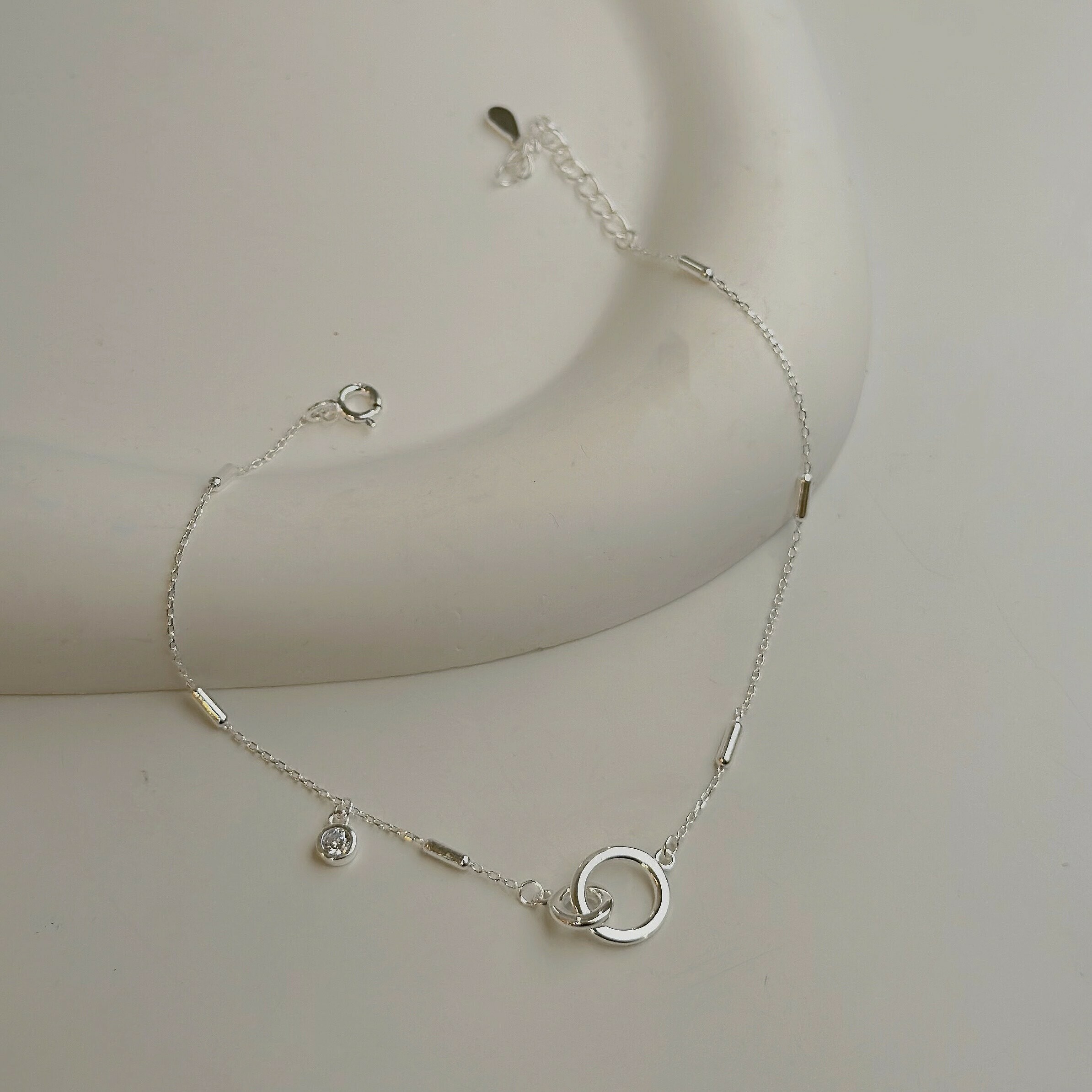 【腳鍊】和諧．雙圓環純銀腳鍊