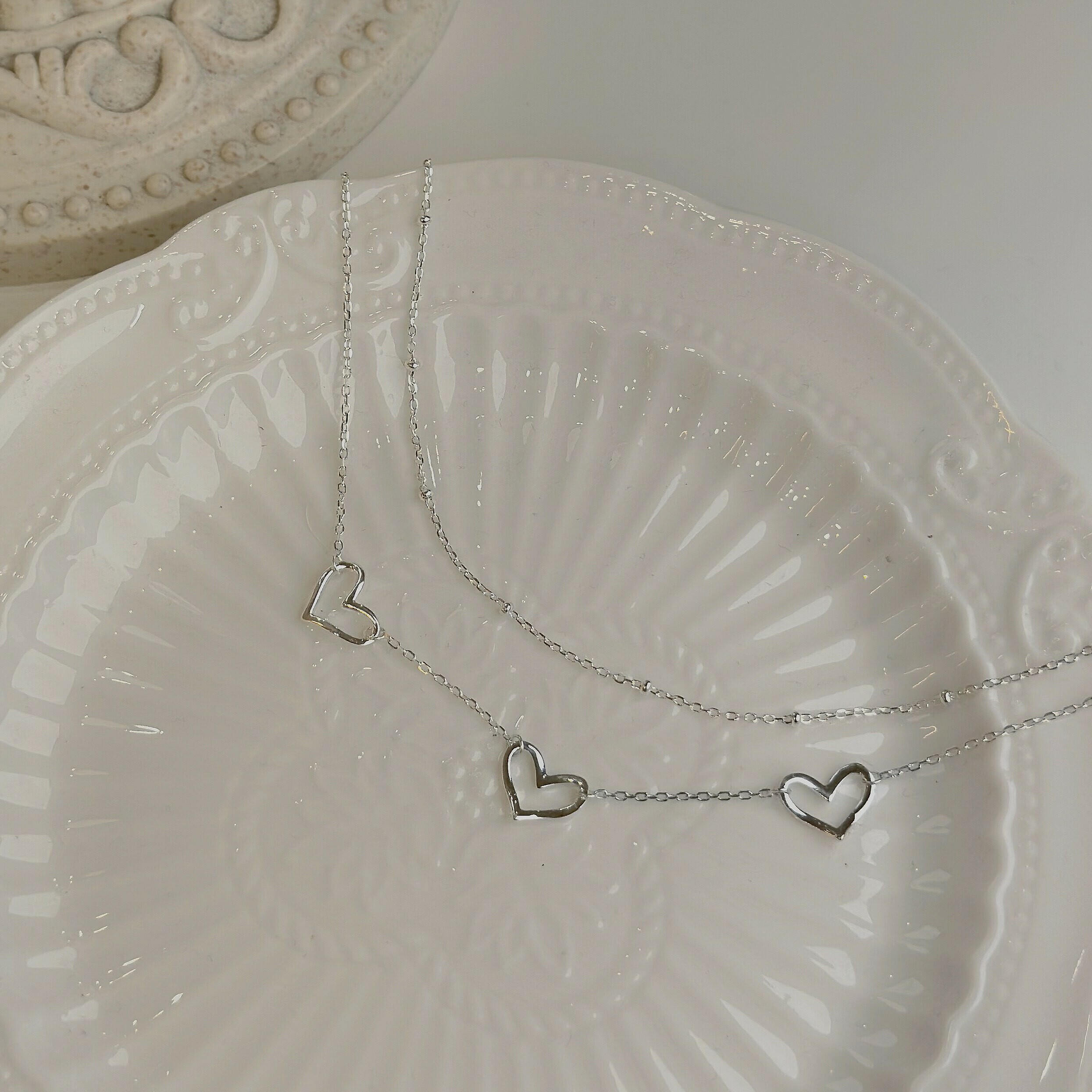 H132【腳鍊】心跳．愛心雙層純銀腳鍊