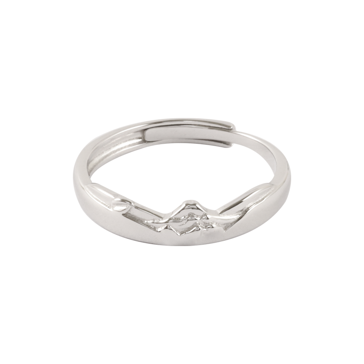 純銀對戒，情侶戒指 富士山元素設計；月下花園的浪漫邂逅（3502男款）