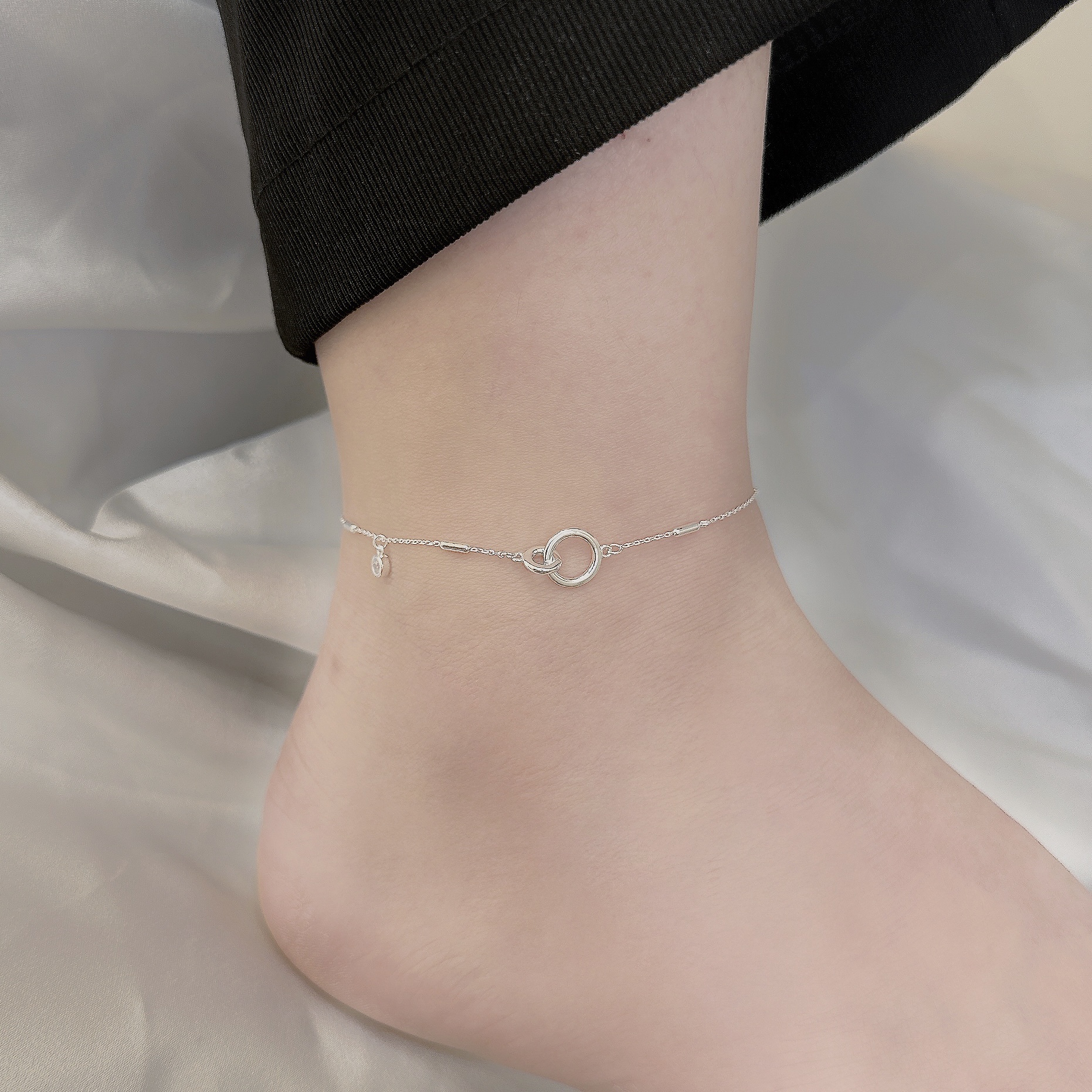 【腳鍊】和諧．雙圓環純銀腳鍊