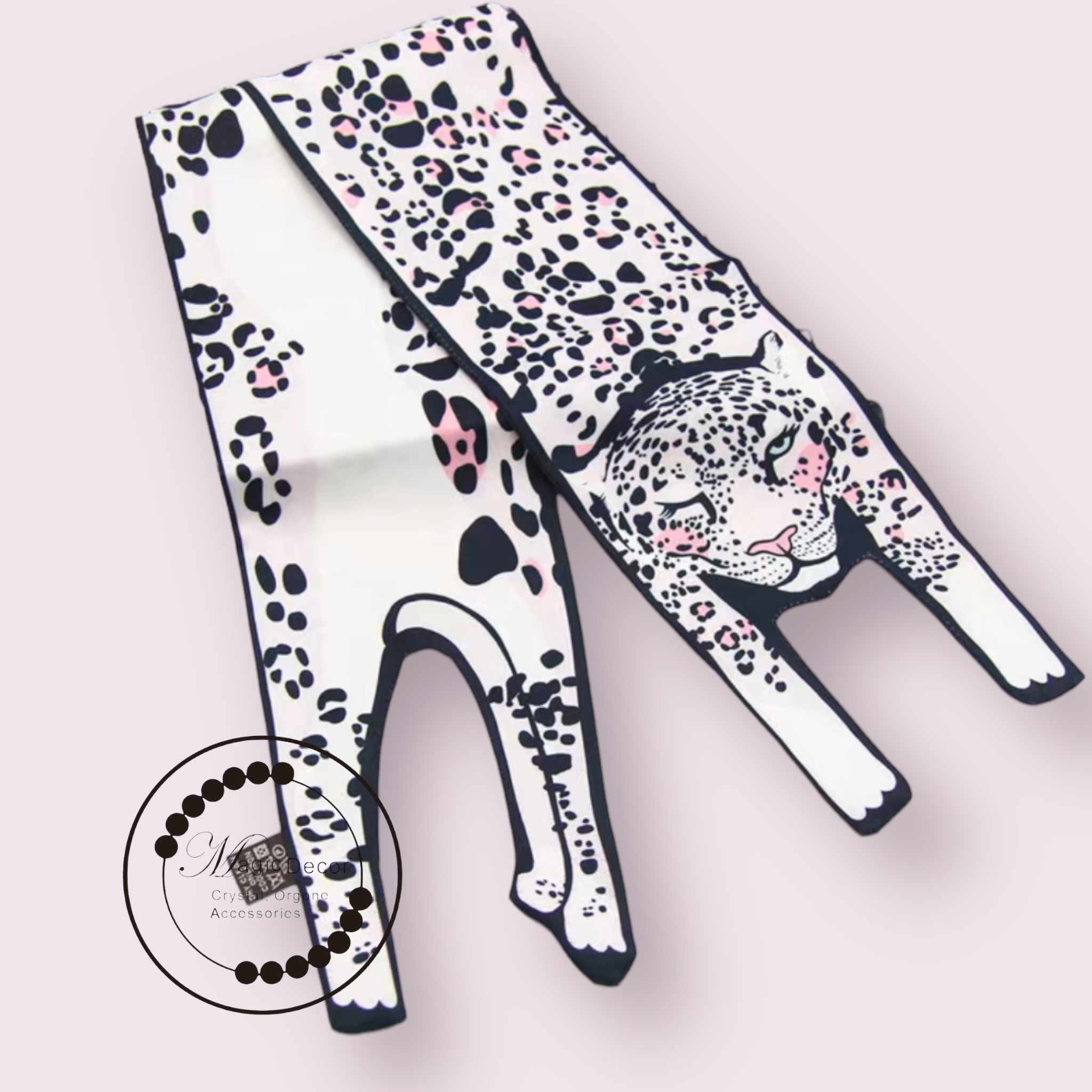 動物 絲巾 Animal Twilly（仿真絲）白豹