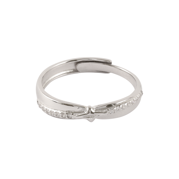 純銀對戒，情侶戒指 星光鑲鋯設計；萬顆繁星只專屬於妳（3503女款）