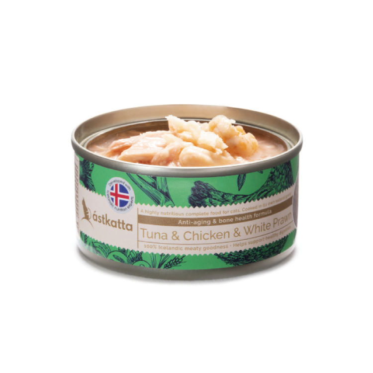 Astkatta 保健主食罐(活力) - 白鰹吞拿雞肉白蝦 (深綠) 80g (任選6罐$93)