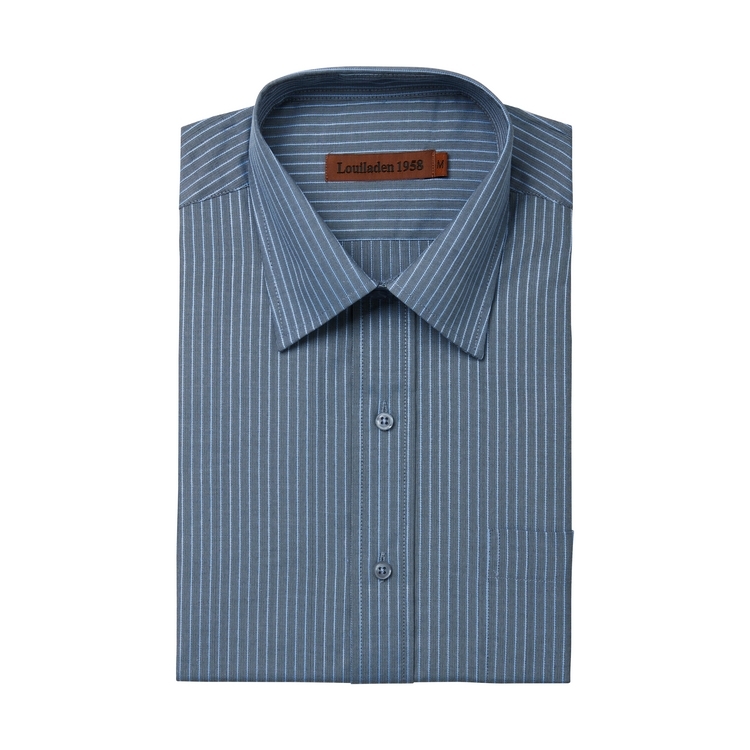 韓版防皺襯 藍綠線條