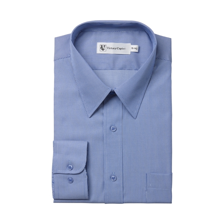 商務防皺 藍直紋