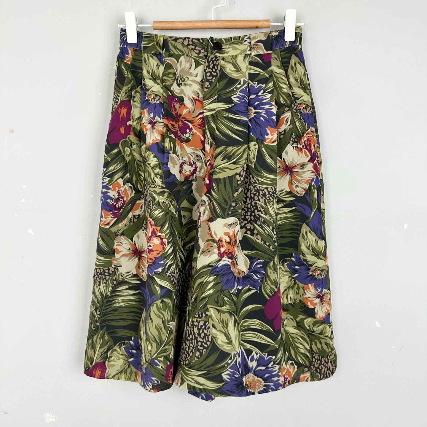 綠色熱帶雨林圖案裙褲