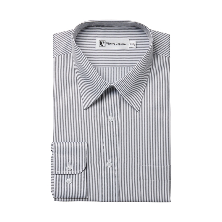 商務防皺 灰白直紋