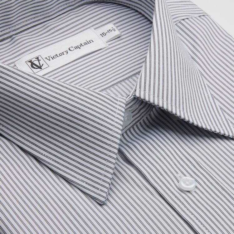 商務防皺 灰白直紋