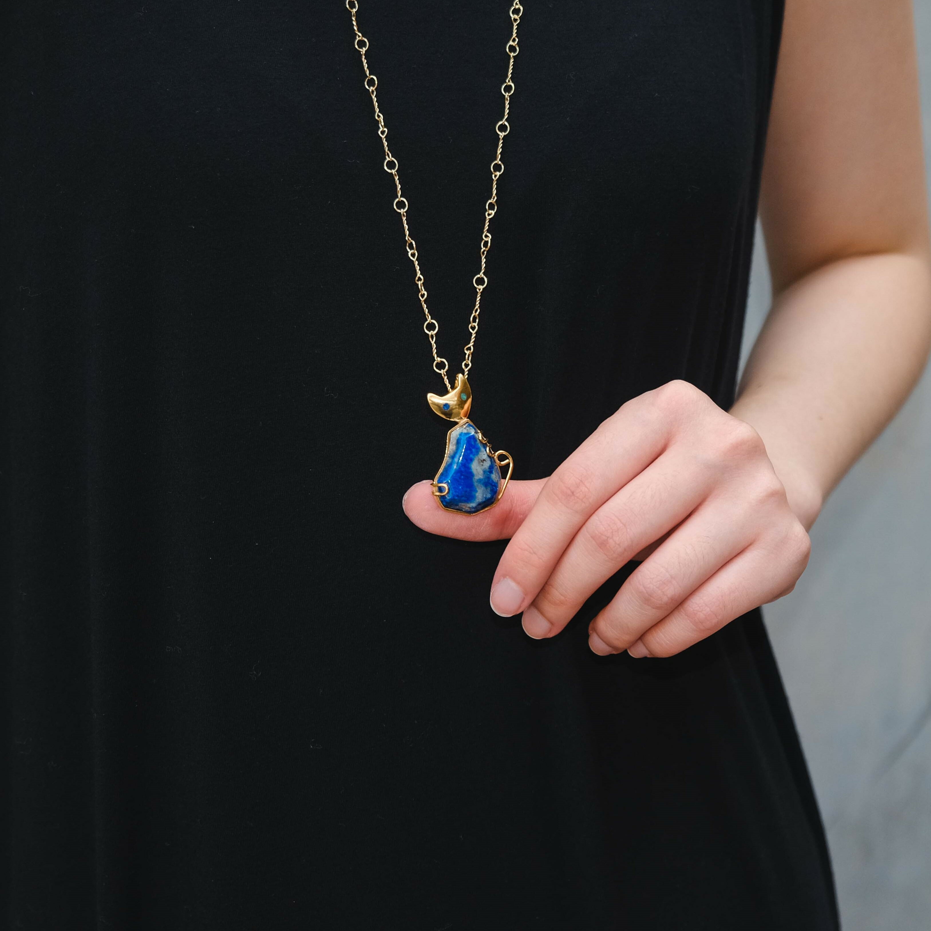 伊斯蘭金工｜Shami 貓青金石墜鍊｜阿富汗