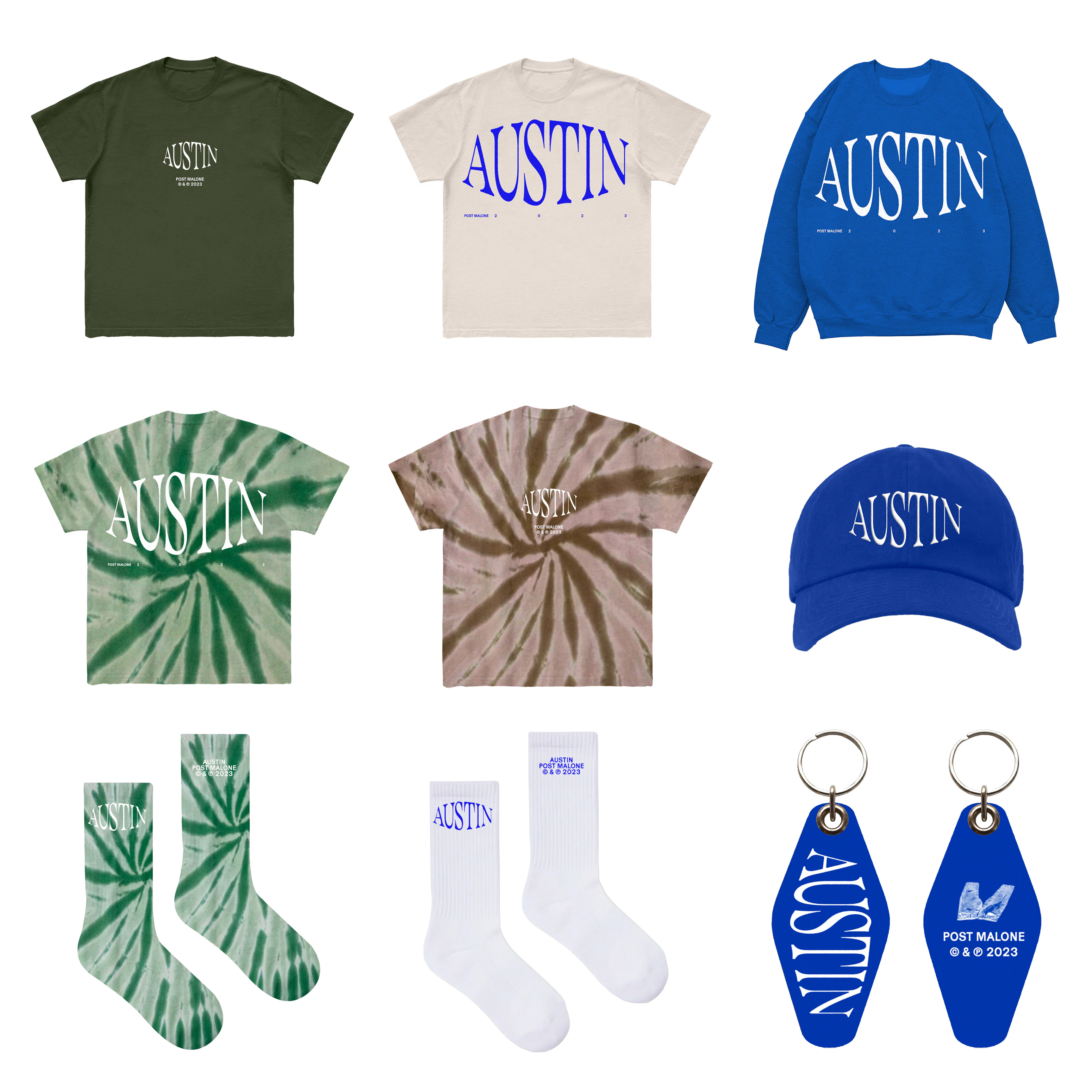 Post Malone - Austin (2023) 限量服飾專區 T-shirt / 長襪 / 大學T / 棒球帽
