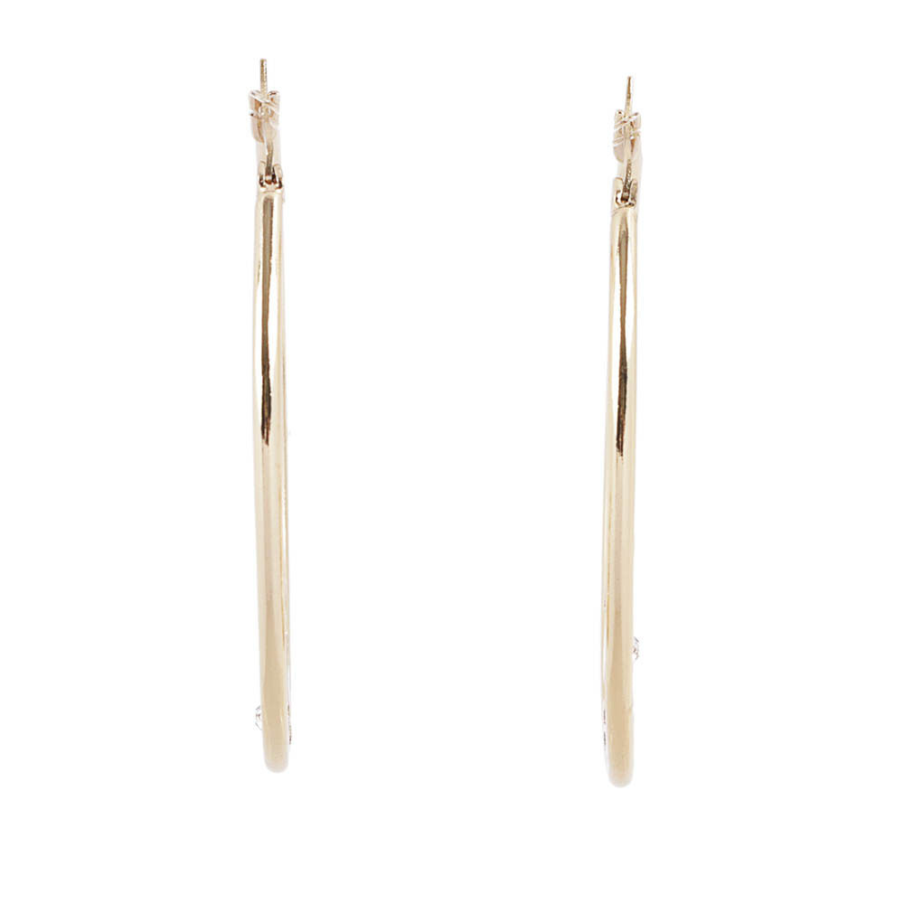 【COACH 】Logo 標誌及水鑽中型圓弧針式耳環(金色) C9111 GLD