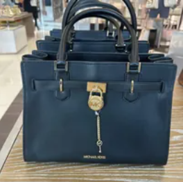 [S] MICHAEL KORS 35T1GHMS2L HAMILTON MEDIUM SATCHEL LEATHER,BLACK,, 194900485026 (SMK442)