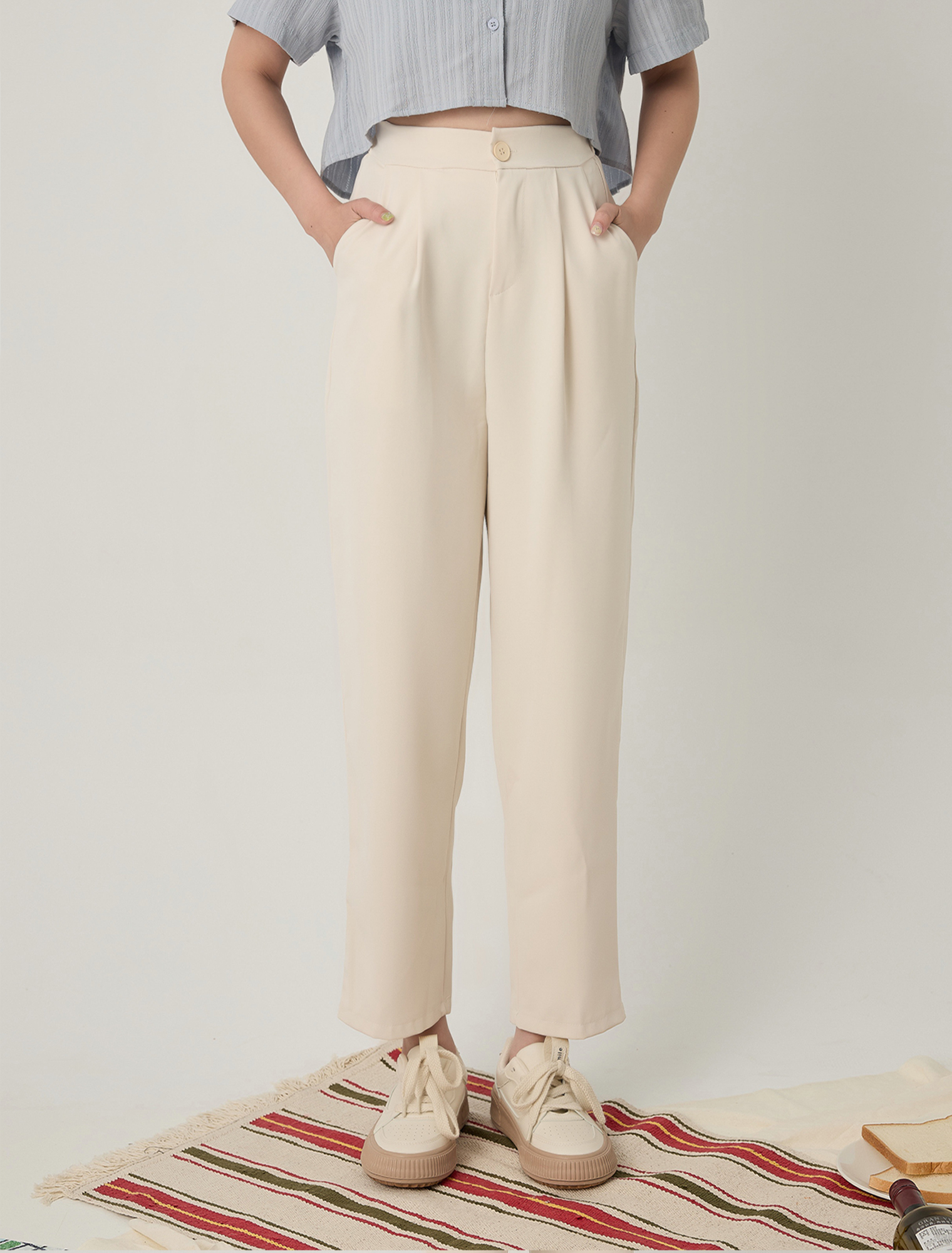 法朵Fado shop｜素面後鬆緊單釦西裝寬褲 273C027 三色 M-L