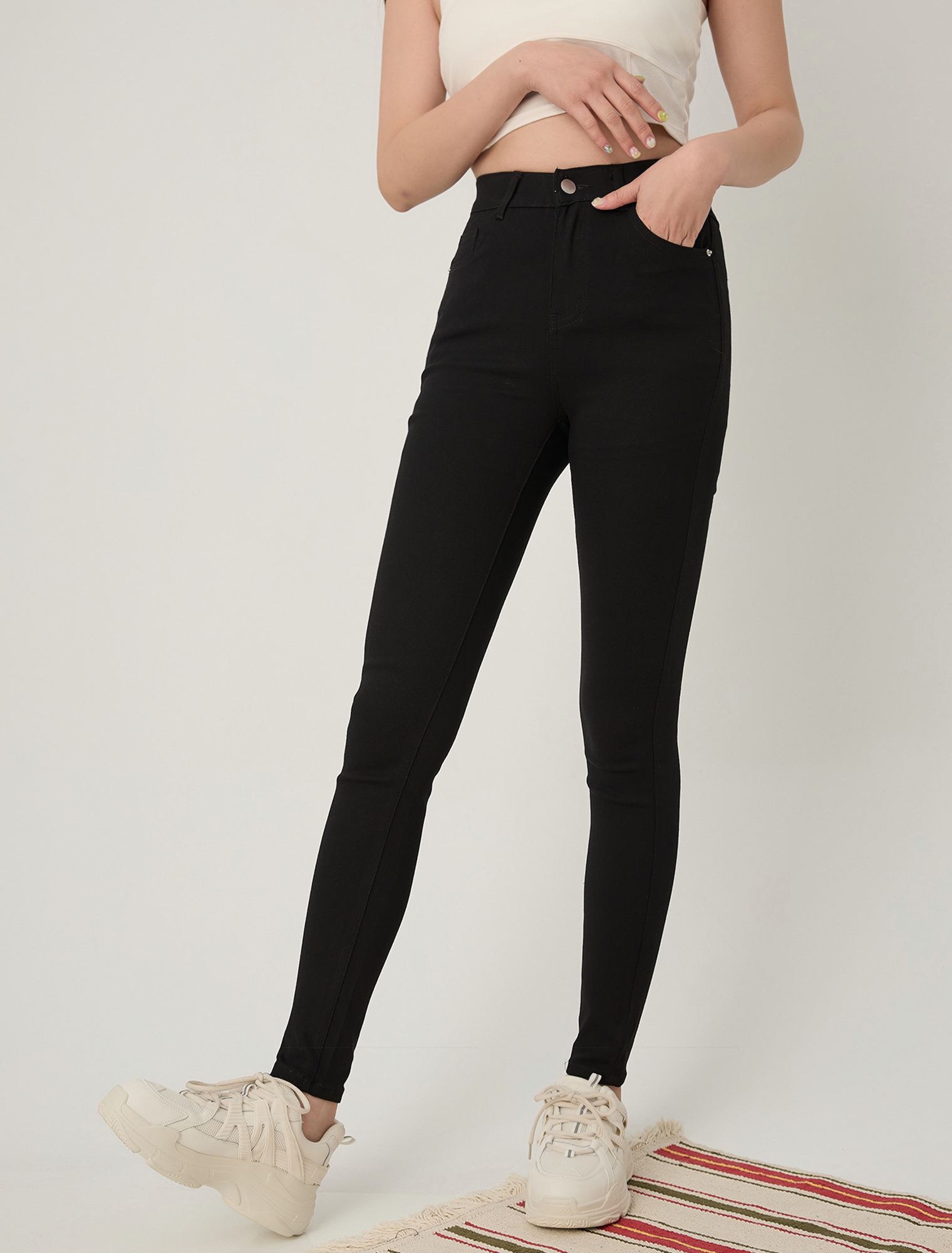 法朵Fado Shop｜素面-5KG顯瘦窄褲 279C002 黑 S~XL