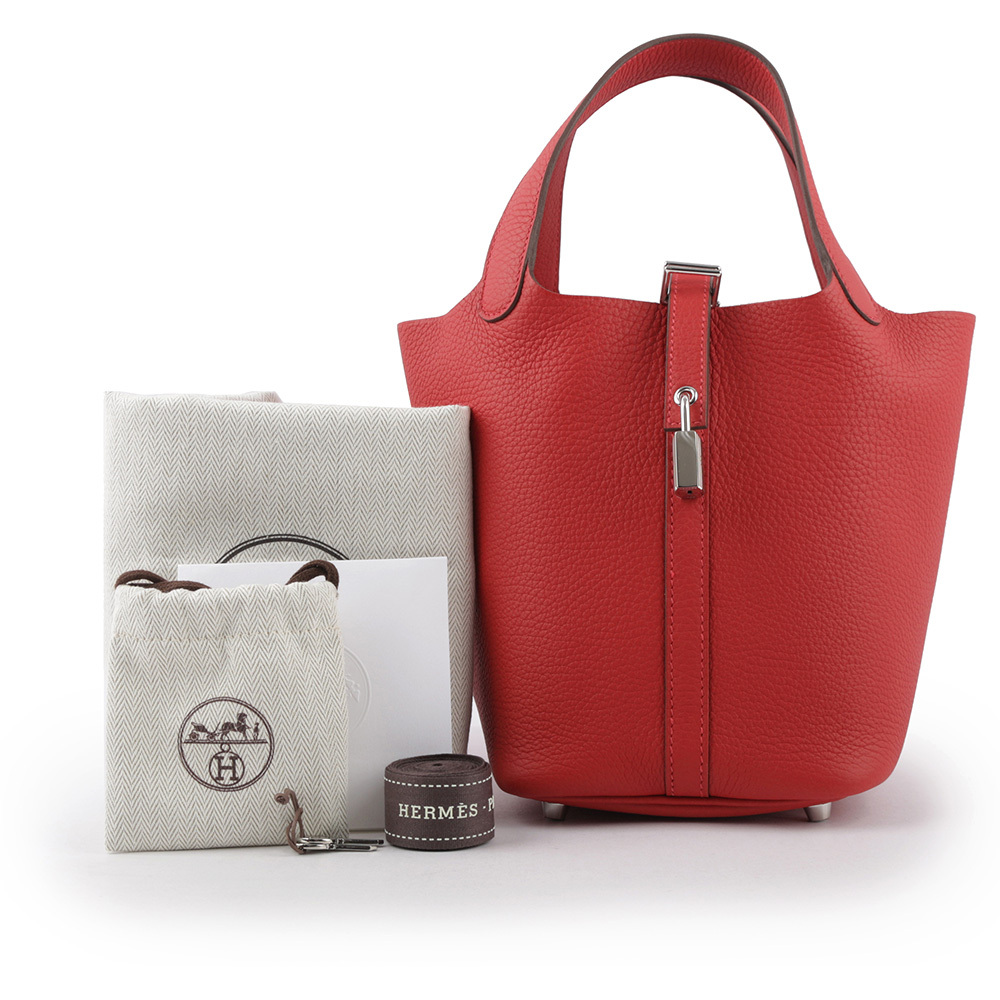 【HERMES】Picotin Lock 18cm PM手提小水桶(朱砂紅) H056289CK 5E