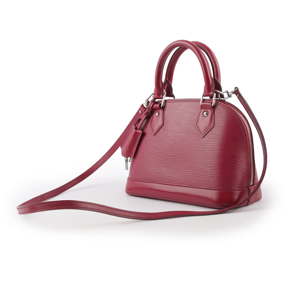 【Louis Vuitton / LV】Alma BB EPI皮革手提/斜背包(莓紅色)