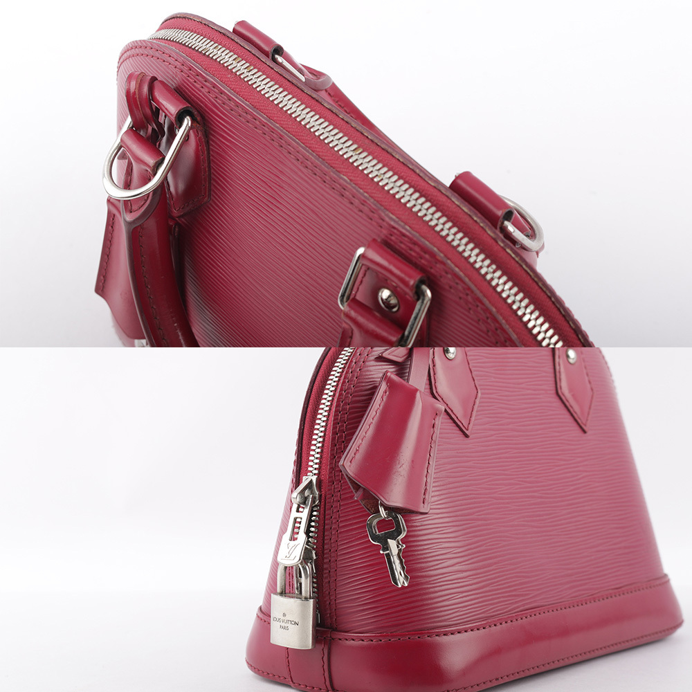 【Louis Vuitton / LV】Alma BB EPI皮革手提/斜背包(莓紅色)